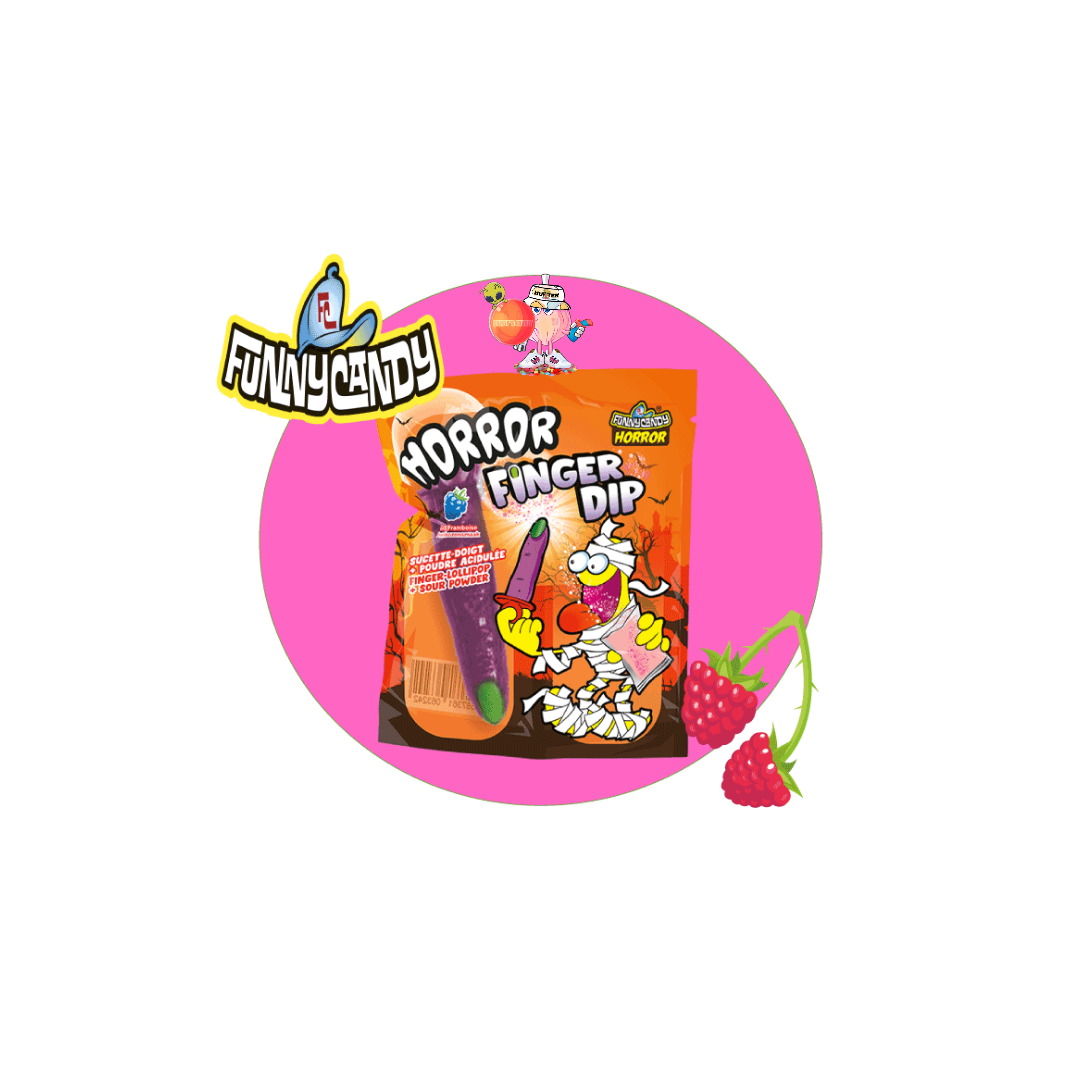 Sucette doigt horror finger dip framboise